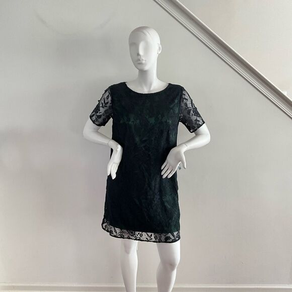 ModCloth Era Twilight Black Lace Overlay Dress L - Picture 7 of 9